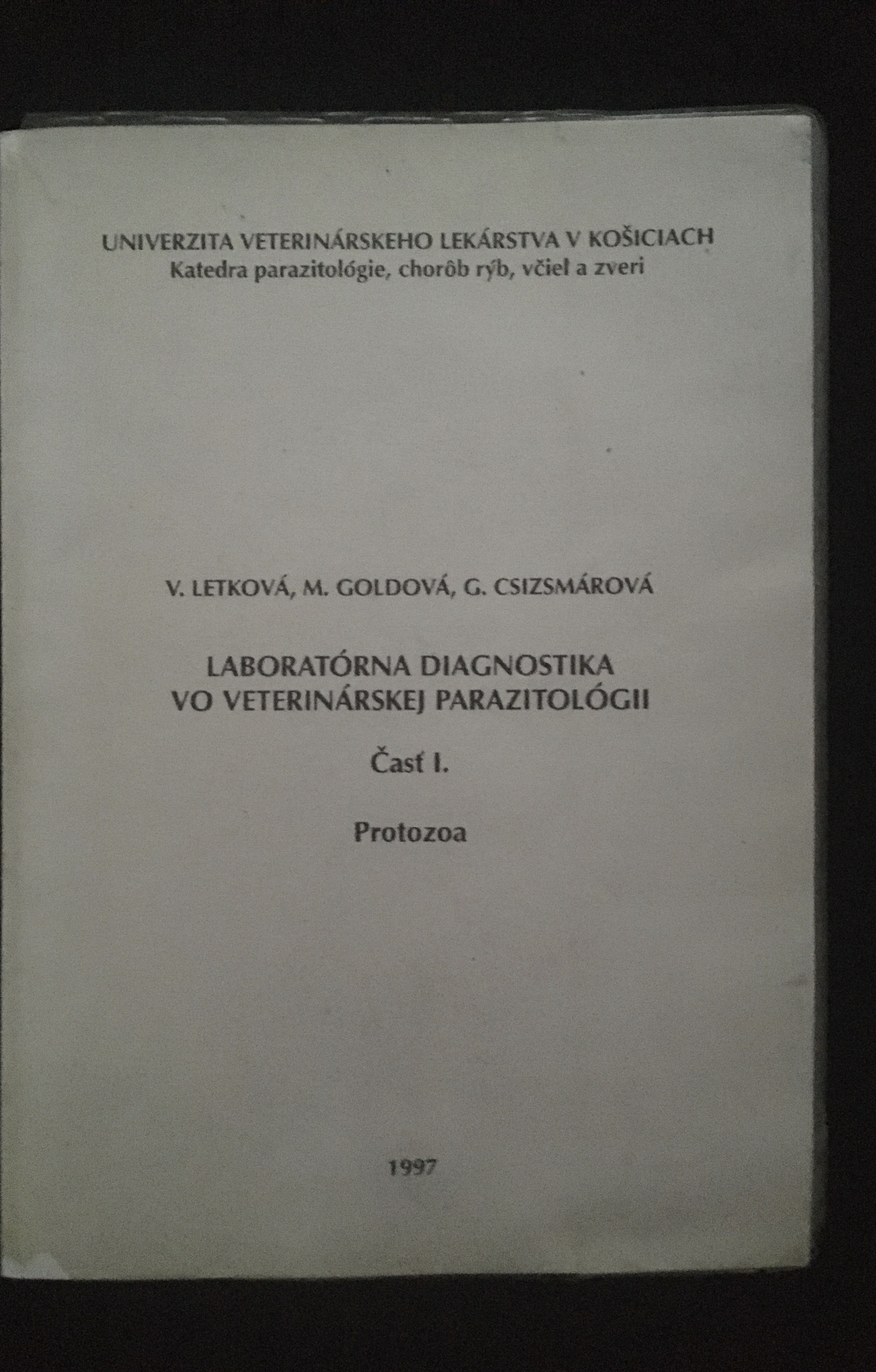 Letková,Goldová,Csizsmárová-Laboratórna diagnostika vo vet. parazitológii