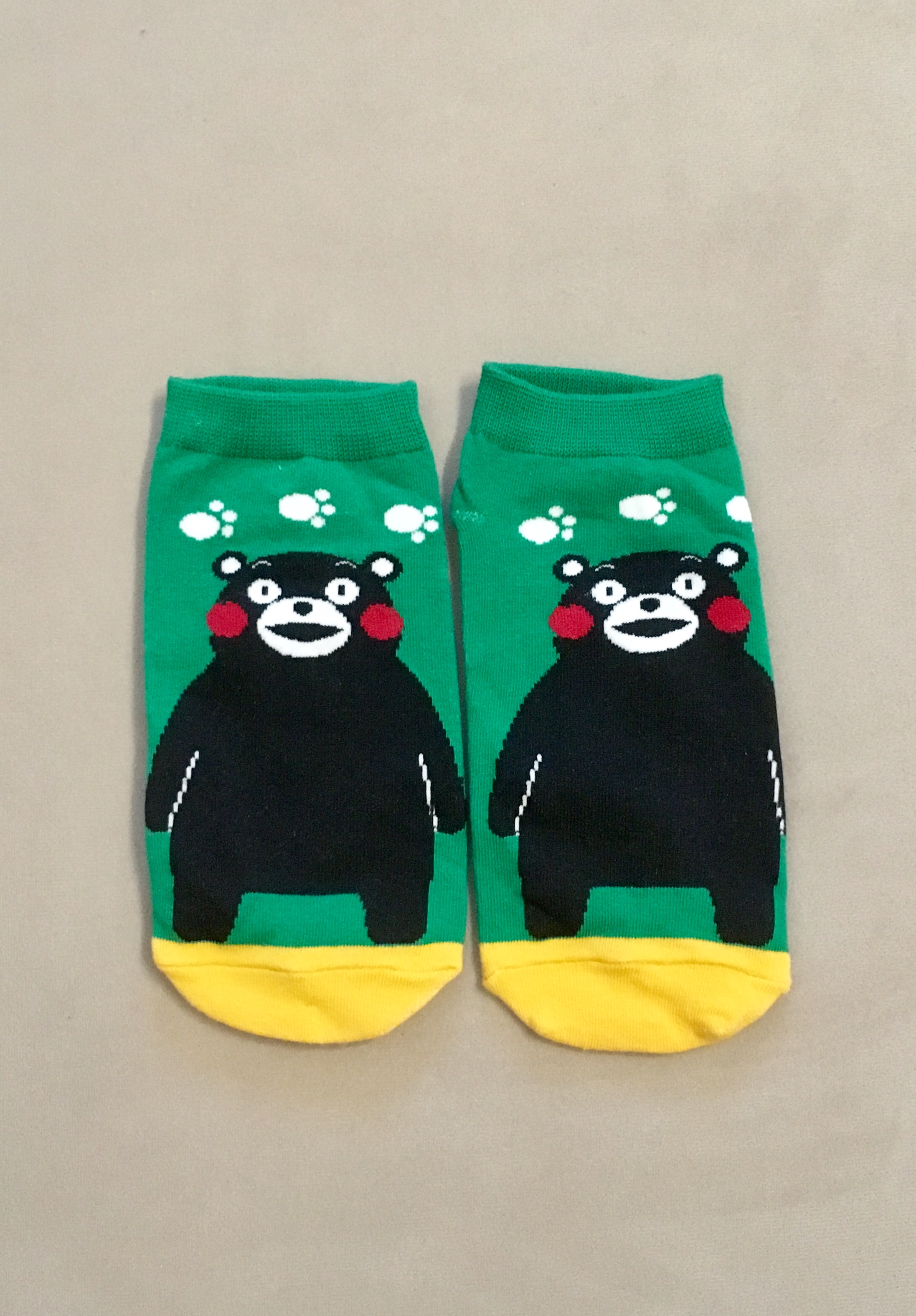 Ponožky členkové zelené s čiernym medvedikom