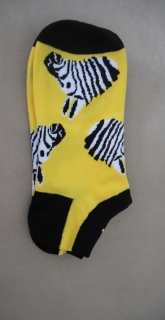 Ponožky členkové žlté so zebrami