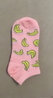 Ponožky členkové ružové s banánmi