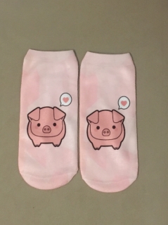 Ponožky členkové ružové s prasiatkom