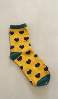 Ponožky vysoké oranžovo-hnedé so srdiečkami