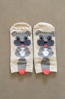Ponožky členkové béžové so šedým psíkom