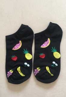 Ponožky členkové čierne mix ovocie 