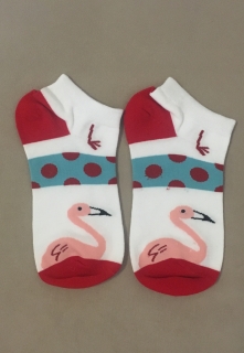 Ponožky členkové bielo červené s plameniakmi